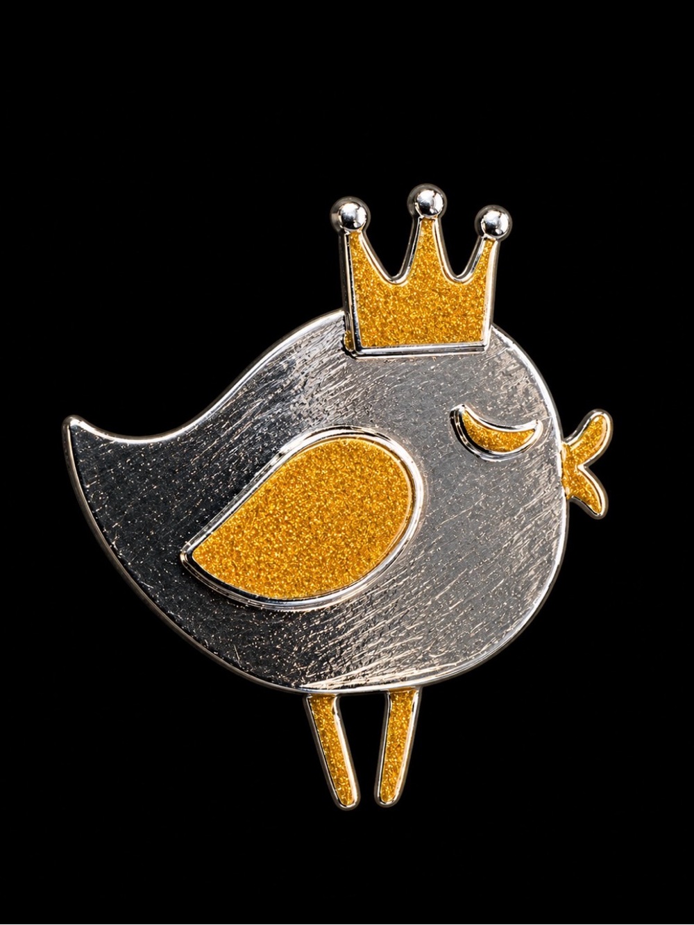 Silver & Gold Bird Crown Brooch - Women's Jewelry